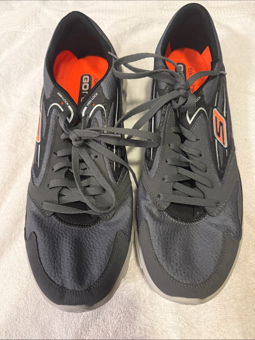 Skechers Men's Charcoal Gray Athletic Sneakers with Orange Insole Accents - Picture 1 of 6